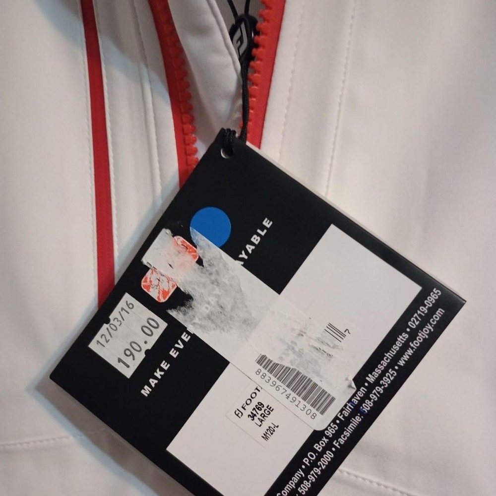 FJ Tour XP white, gray, and black color-blocked golf jacket size L   NWT - Picture 3 of 5